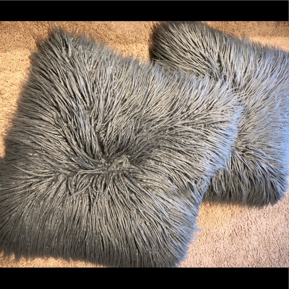 Target 18x18 Grey Faux Mongolian Pillows Set of 2